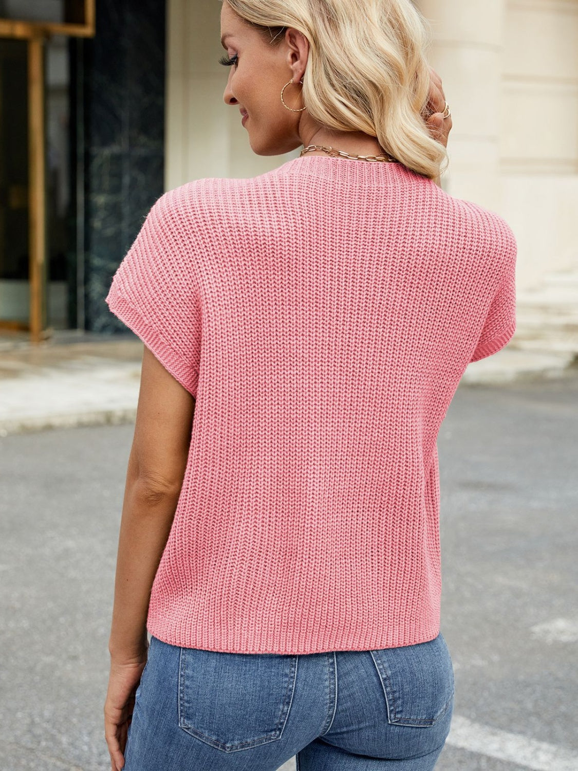 Pullover mit Rundhalsausschnitt und kurzen Ärmeln