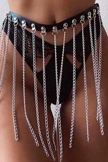 PU-Ledergürtel mit Fransenkette