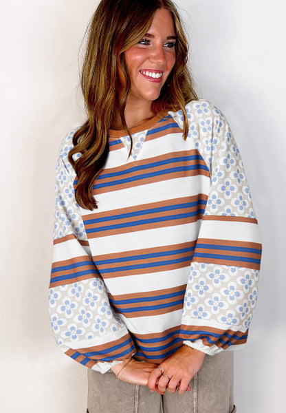 Sweatshirt mit Rundhalsausschnitt und Raglanärmeln und Kontraststreifen