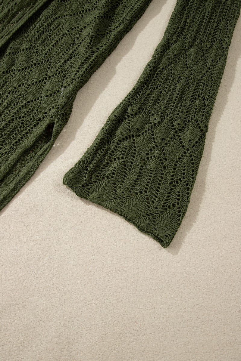 Durchbrochene Strickjacke mit offener Vorderseite und langen Ärmeln