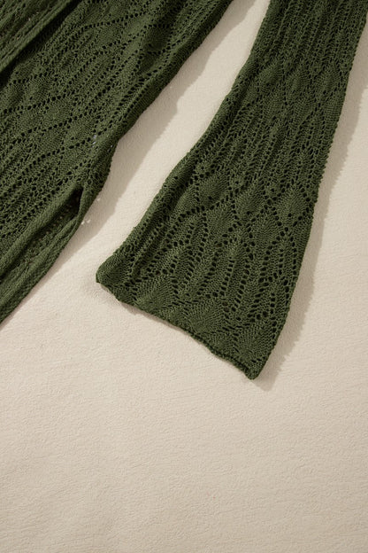 Durchbrochene Strickjacke mit offener Vorderseite und langen Ärmeln