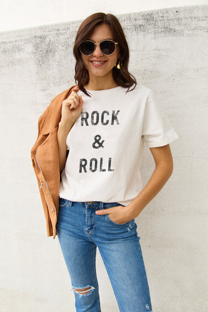 Simply Love – Kurzarm-T-Shirt „ROCK &amp; ROLL“ in voller Größe