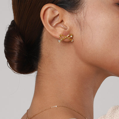 Ohrringe mit Zirkonia-Schleife aus Edelstahl