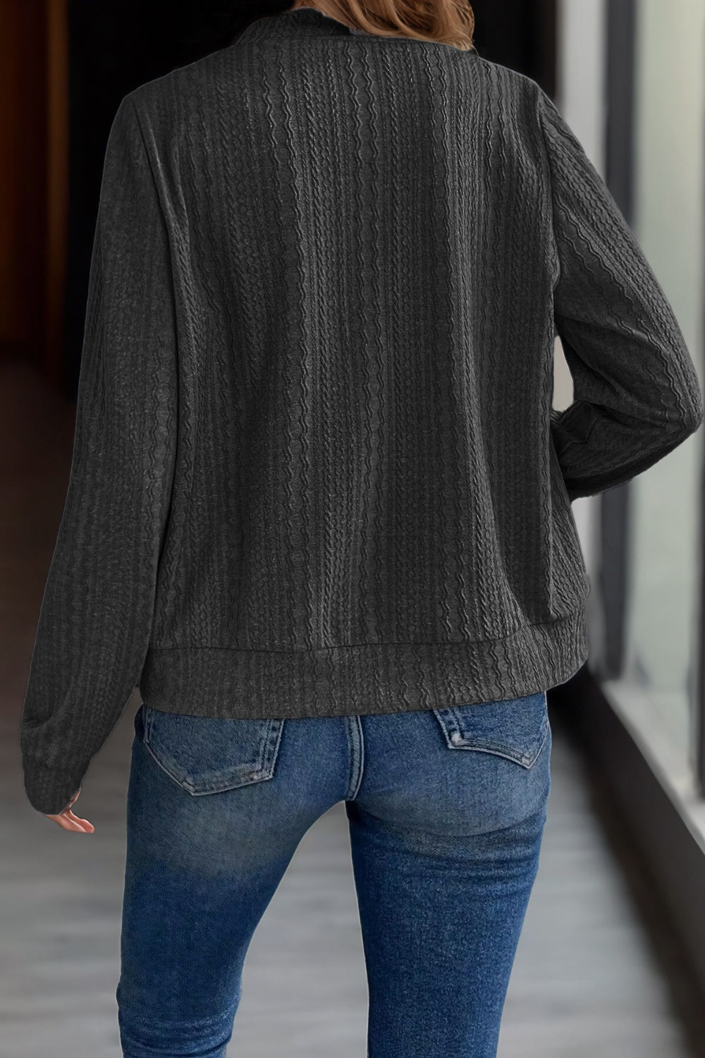 Langärmlige Jacke mit Baseballkragen und Reißverschluss