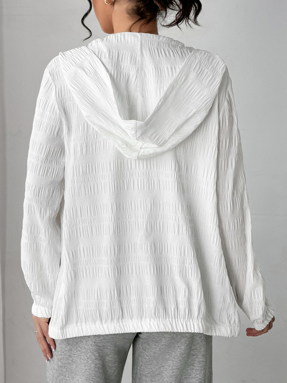 Strukturierte Kapuzenjacke mit Reißverschluss