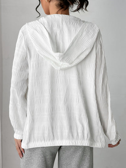 Strukturierte Kapuzenjacke mit Reißverschluss