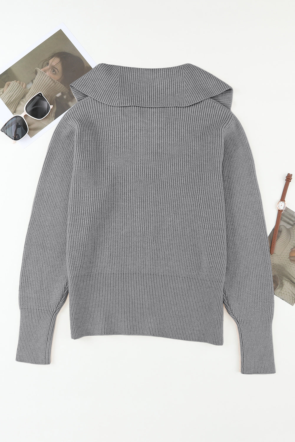 Langärmlige Strickjacke mit Reißverschluss