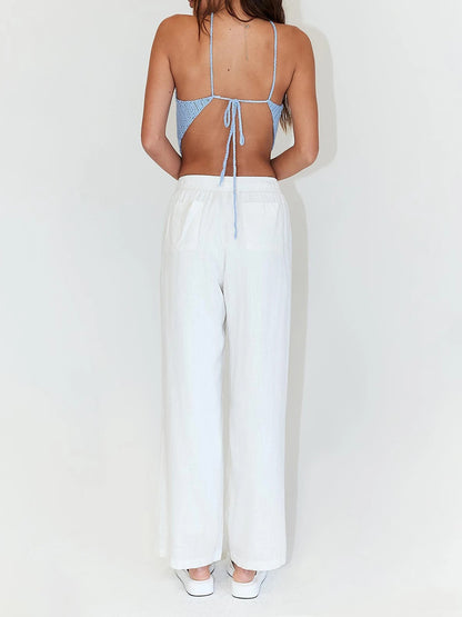 Top sin mangas con lazo en la espalda