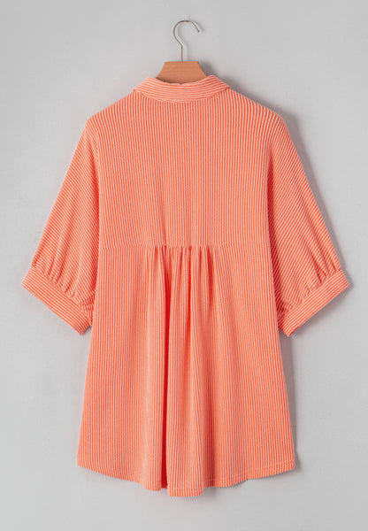 High-Low-Hemd mit Kordelzug und halblangen Ärmeln