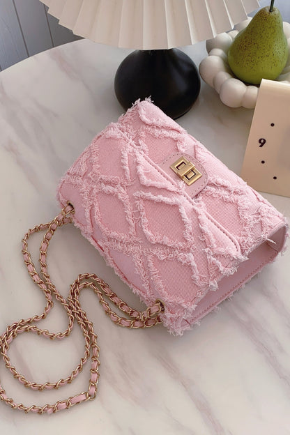 Umhängetasche aus Denim mit ungesäumtem Saum