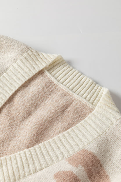 Strickjacke mit Leopardenmuster und V-Ausschnitt und Knopfleiste