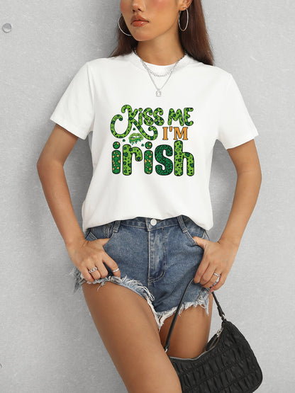 KISS ME I'M IRISH T-Shirt mit Rundhalsausschnitt