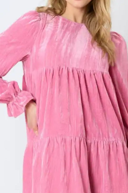 Minikleid mit Rundhalsausschnitt und Volantärmeln