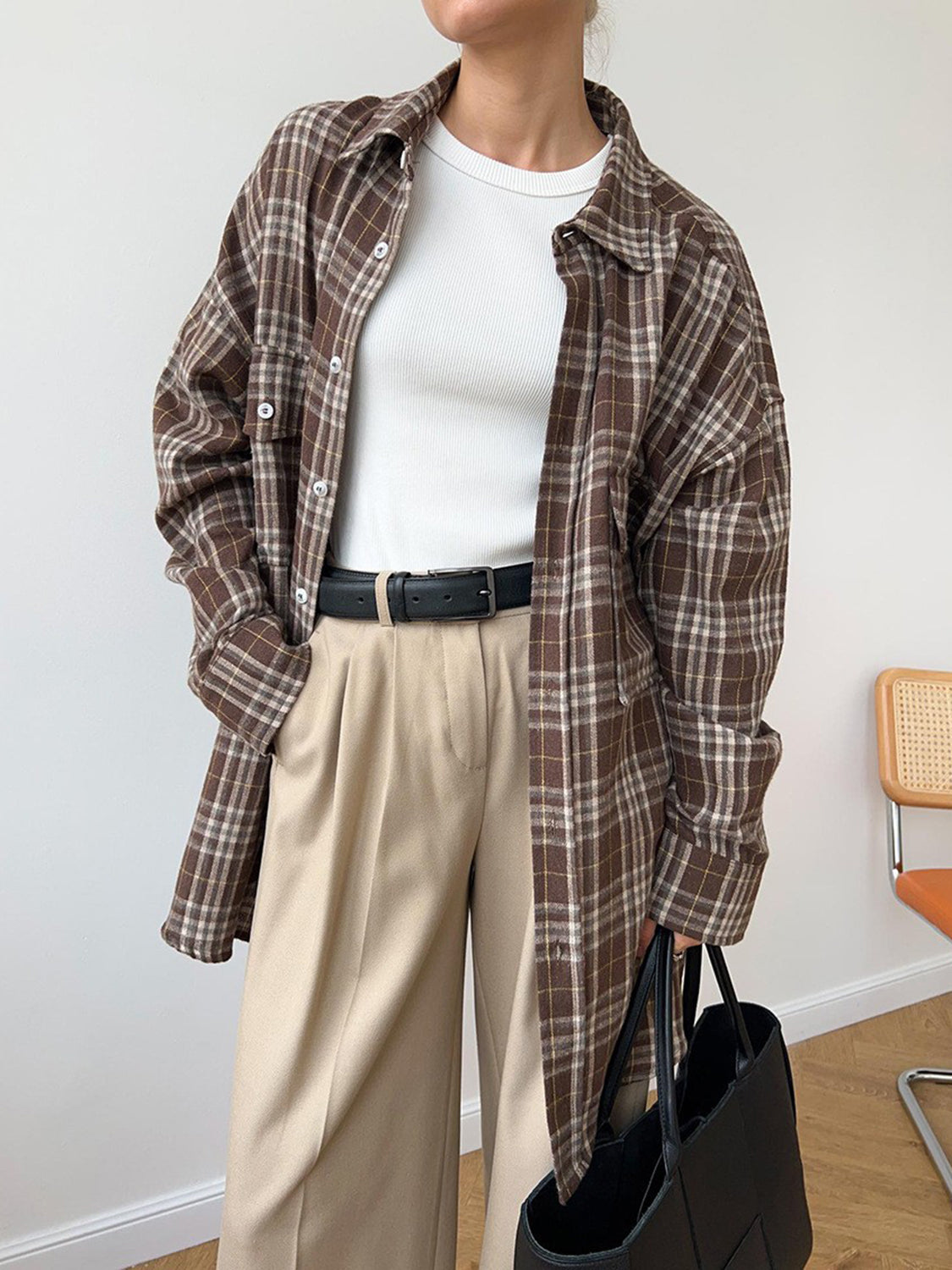 Karierte Hemdjacke mit Knopfleiste und Taschen