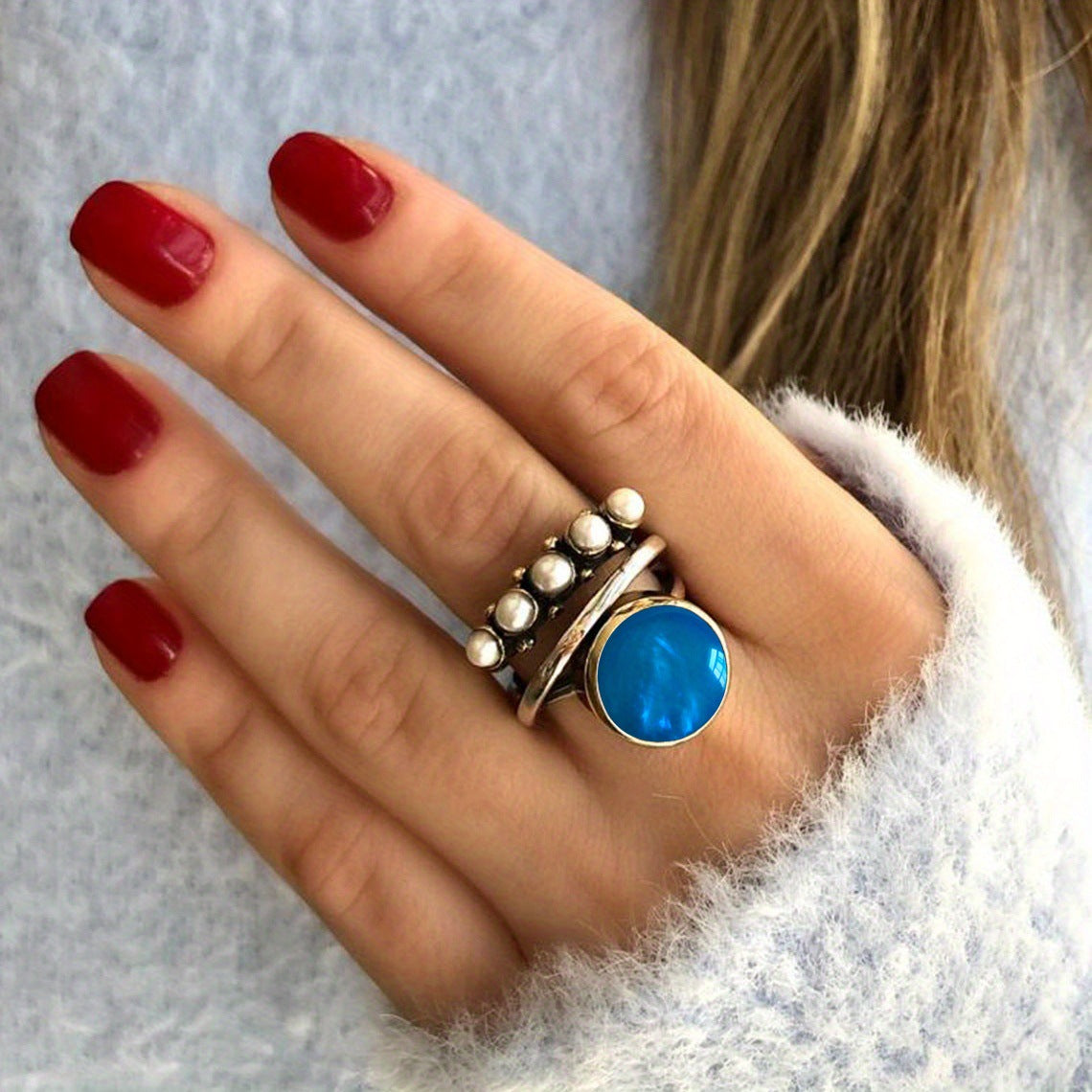 Dreilagiger offener Ring aus Legierung