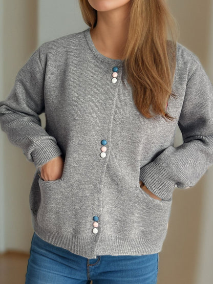Langärmliger Cardigan mit Knopfleiste und Taschen