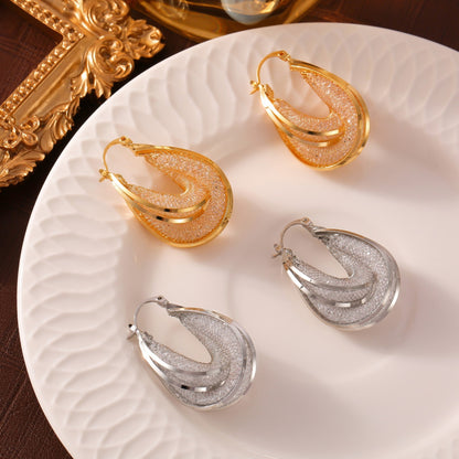 Kupfer-Glasstein-U-förmige Ohrringe