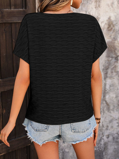 Round Neck Short Sleeve Blouse