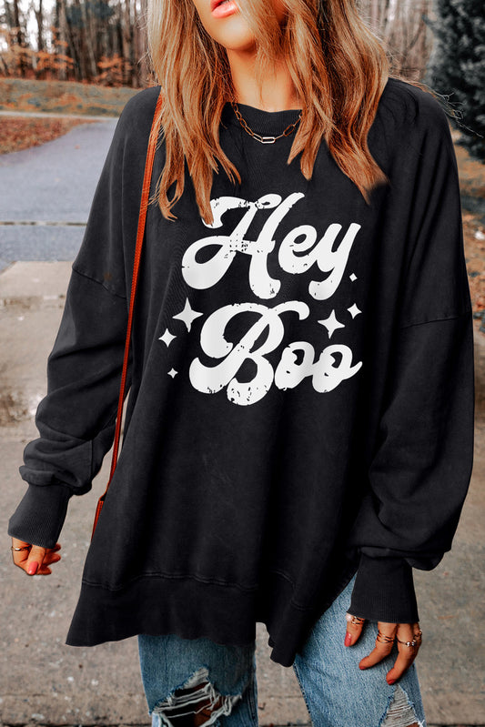 HEY BOO Grafik-Sweatshirt mit Rundhalsausschnitt