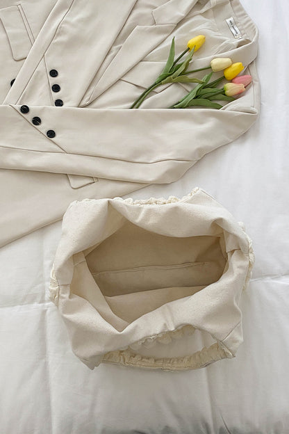 Große Handtasche aus gerüschtem Polyester