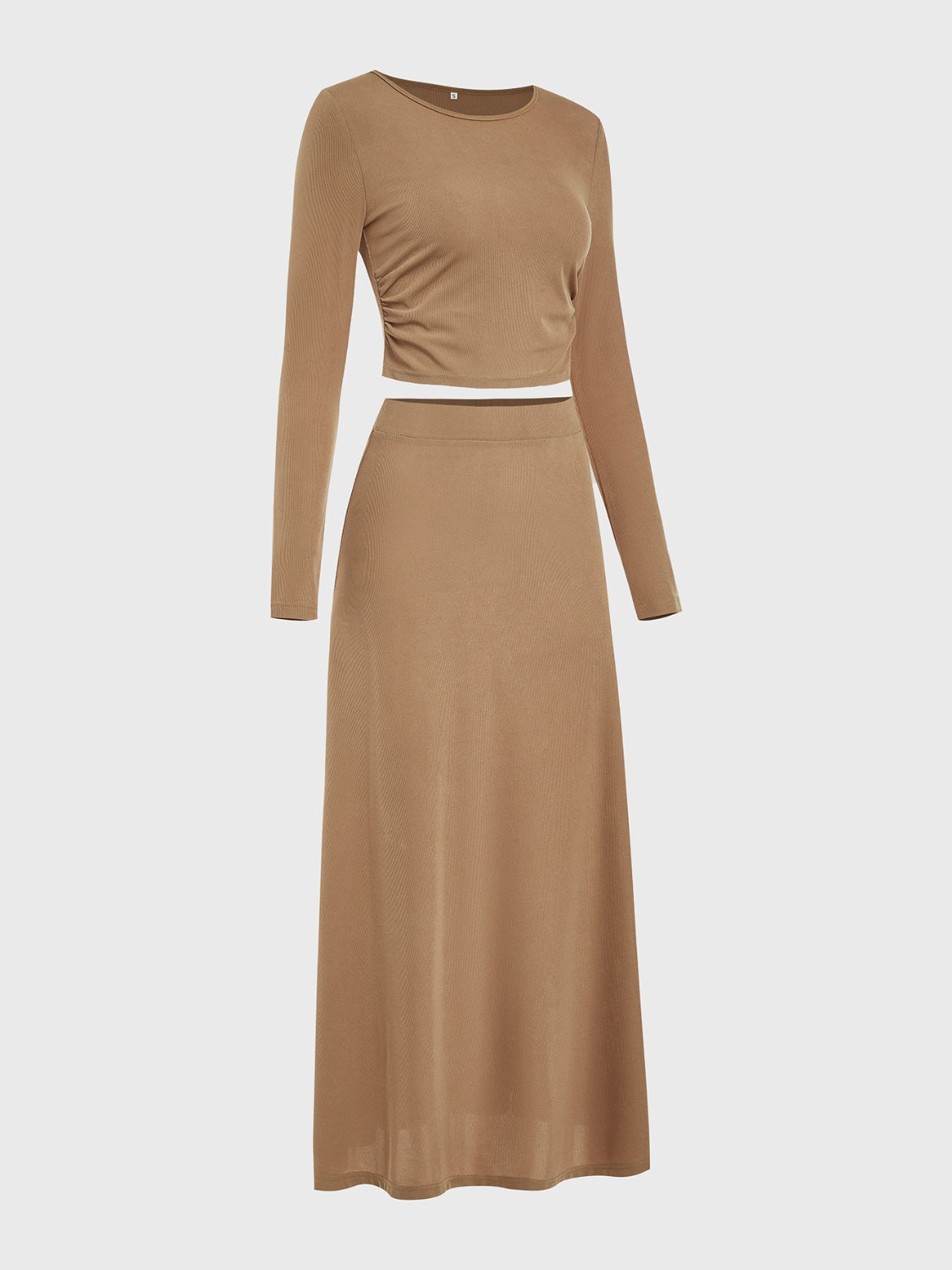 Set aus langärmligem Oberteil und Rock mit Rundhalsausschnitt