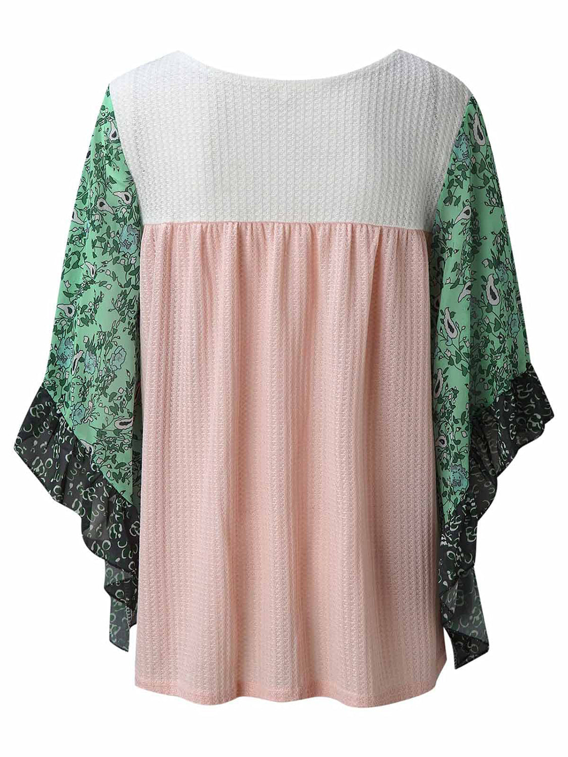 Bedruckte Bluse mit Rundhalsausschnitt und Dreiviertelärmeln in voller Größe