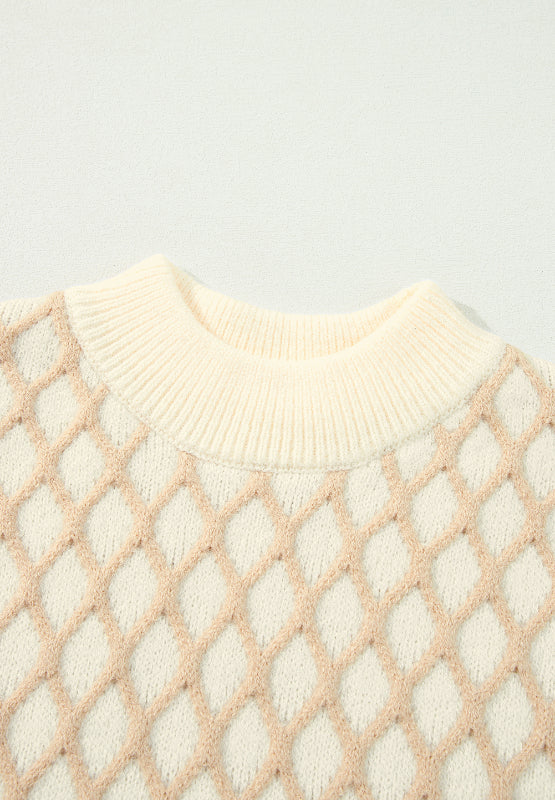 Langärmliger Pullover mit Stehkragen und Rautenmuster