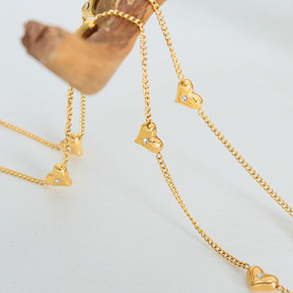 Titanstahl Zirkon Herz Halskette