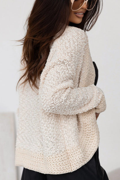 Einfarbige Strickjacke mit offener Vorderseite