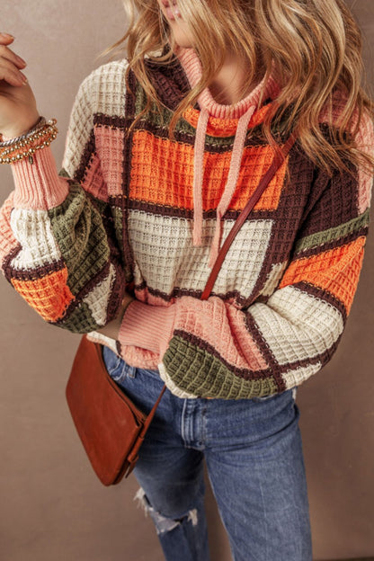 Pullover mit Stehkragen und Farbblockdesign im Kordelzugdesign