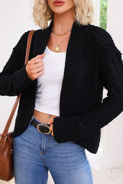 Einfarbige Strickjacke mit offener Vorderseite