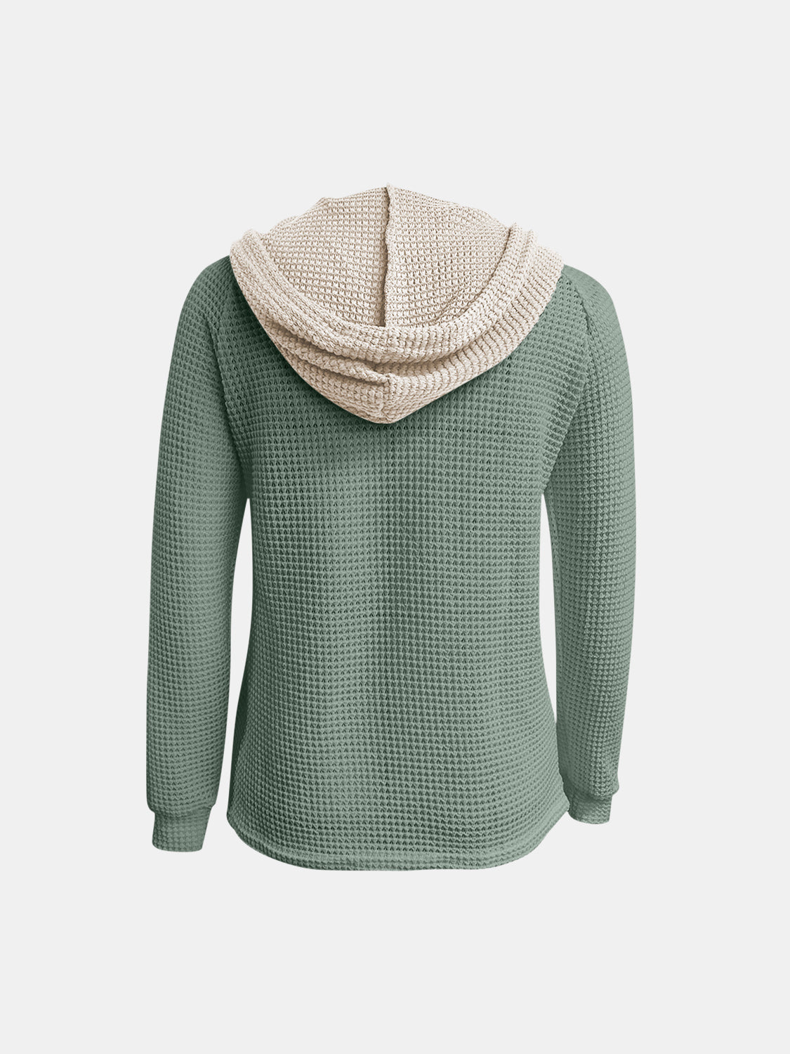 Kapuzenpullover mit langen Ärmeln und Waffelstrick in voller Größe und Kontrast