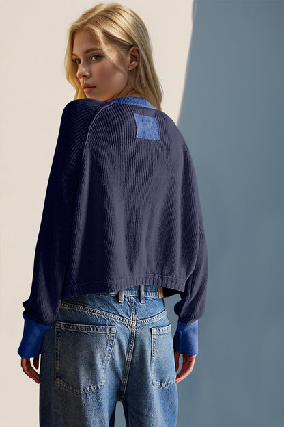 Double Take – Langärmlige Strickjacke mit Kontrastknöpfen