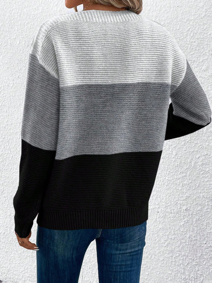Pullover mit U-Boot-Ausschnitt und Farbblockdesign