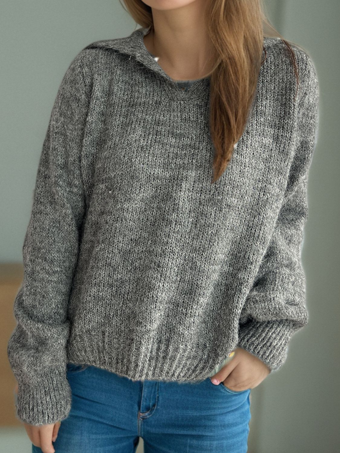 Pullover mit Kragen und langen Ärmeln