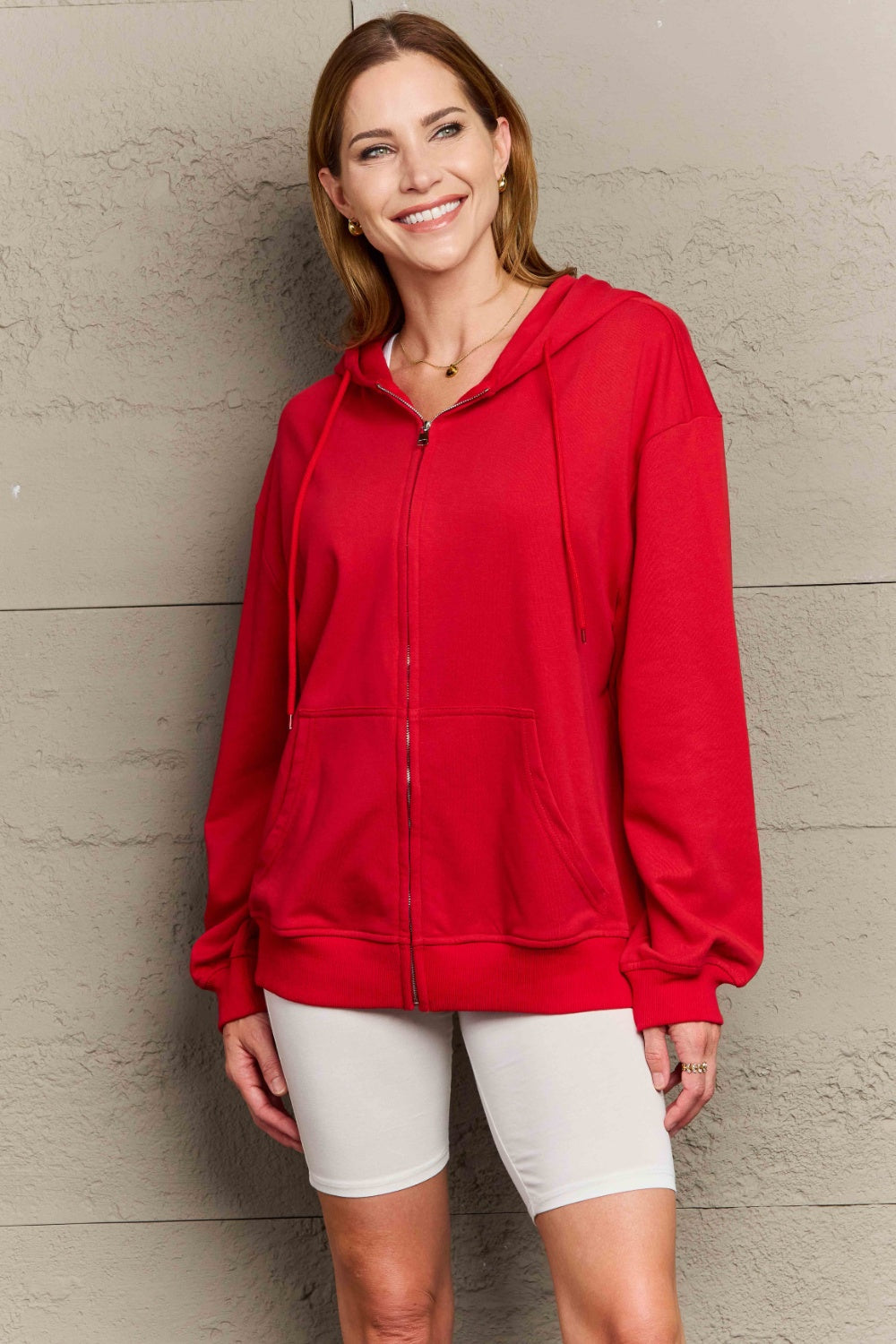 Langärmlige Kapuzenjacke mit Reißverschluss in voller Größe