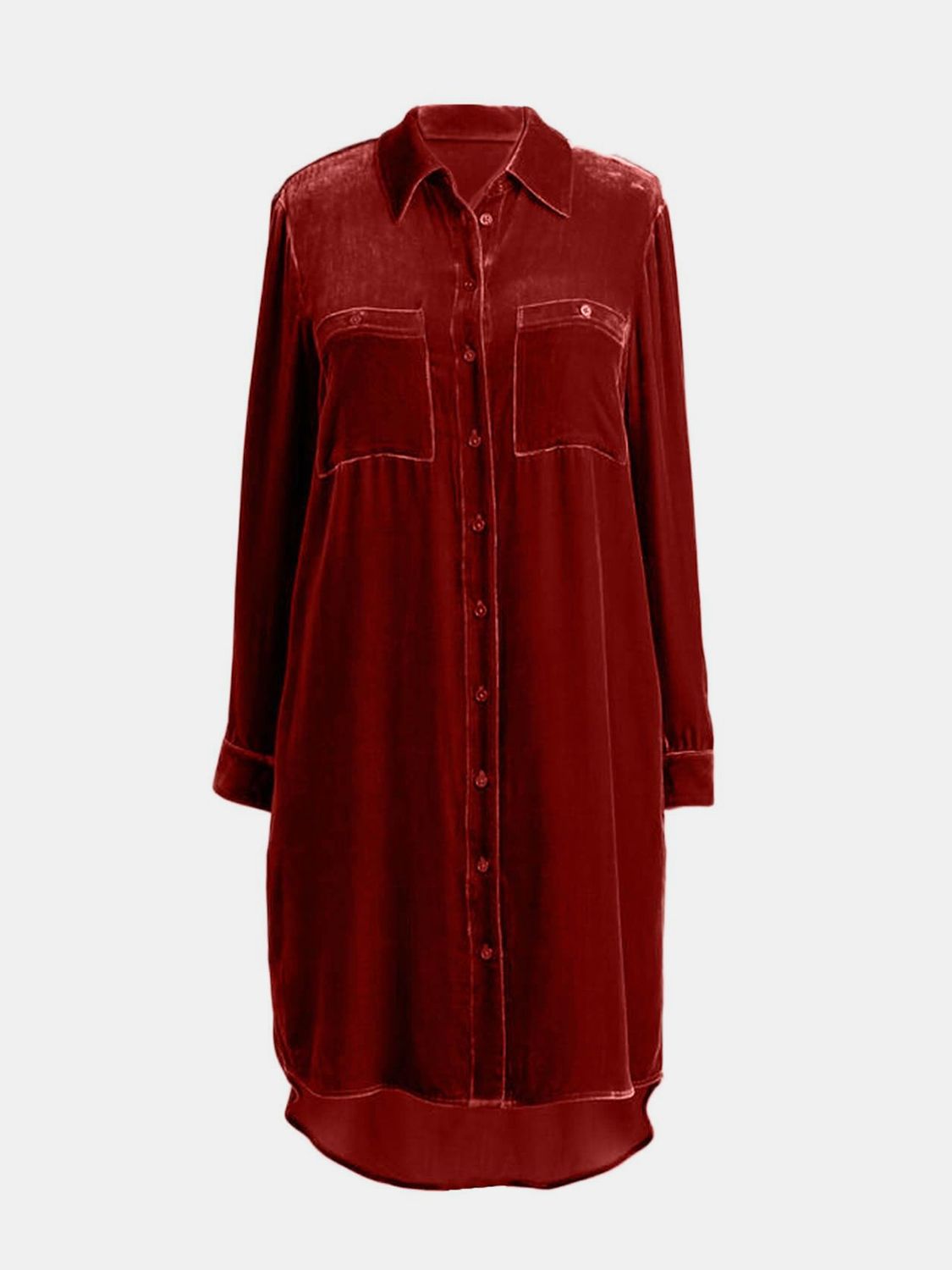 Knielanges Kleid mit langen Ärmeln und Knopfleiste