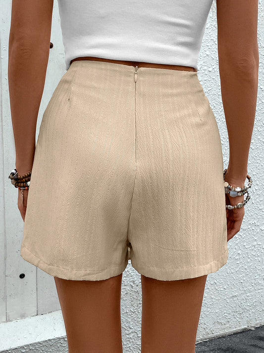 Shorts mit hoher Taille und Reißverschluss und Taschen