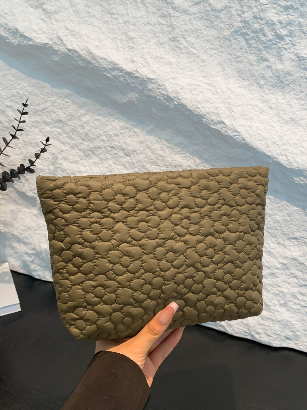 Flower Texture Polyester Clutch