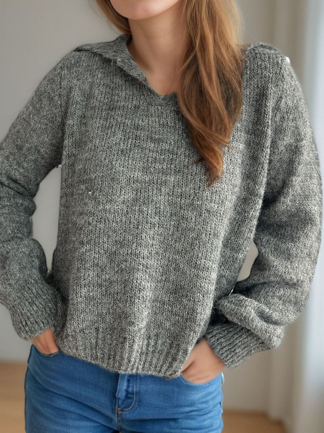 Pullover mit Kragen und langen Ärmeln