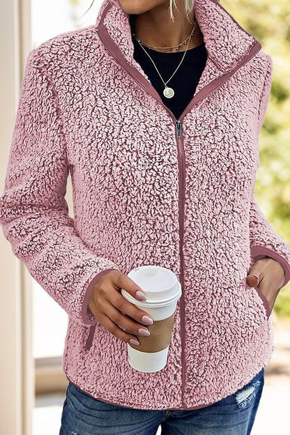 Rollkragenjacke mit Reißverschluss und Taschen