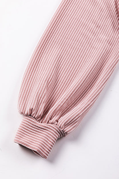 Strukturiertes Langarm-Sweatshirt mit V-Ausschnitt