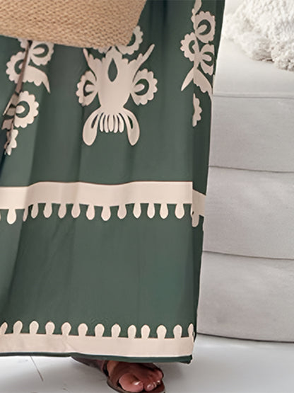 Bedrucktes ärmelloses Maxikleid mit Spaghettiträgern