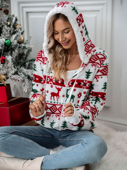 Kapuzenjacke mit Kordelzug und Weihnachtselement
