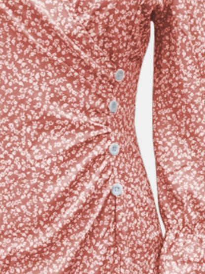 Bedrucktes, langärmliges Midikleid in Übergröße