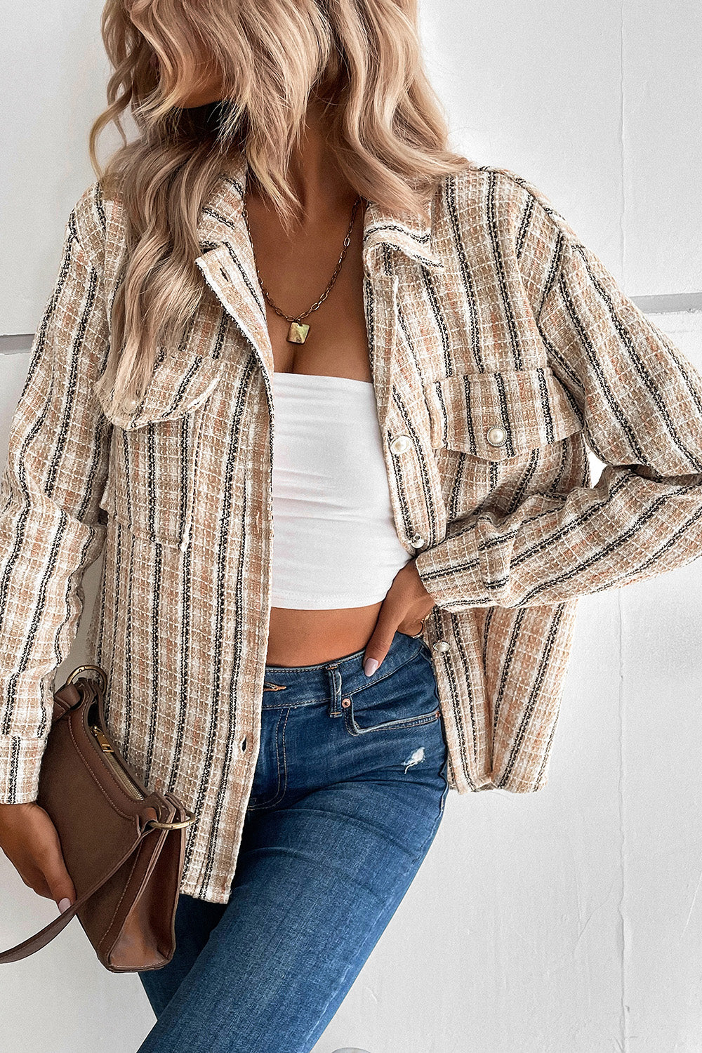 Perfee – Jacke mit Taschen und Knopfleiste am Kragen