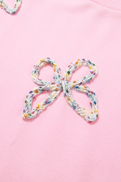 Bow Round Neck Long Sleeve Sweatshirt