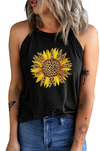 Tanktop mit Rundhalsausschnitt und Sonnenblumen-Grafik