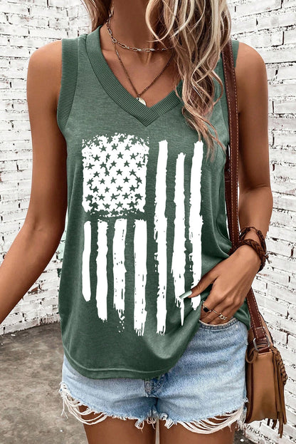 Tanktop mit V-Ausschnitt und US-Flagge