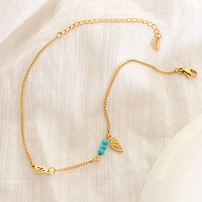 Fußkettchen aus Titanstahl mit Flügelanhänger